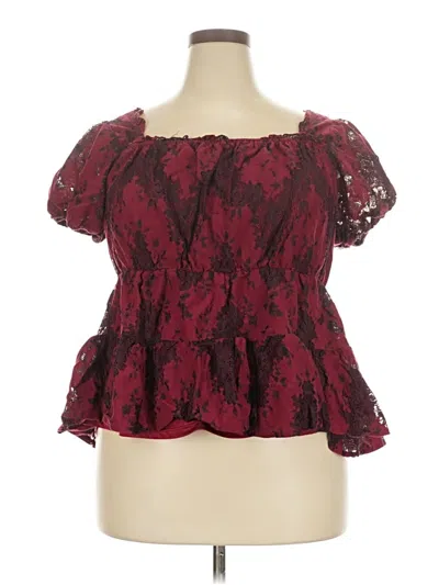 Pre-owned Torrid Short Sleeve Blouse In Burgundy