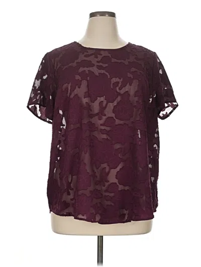 Pre-owned Torrid Short Sleeve Blouse In Burgundy