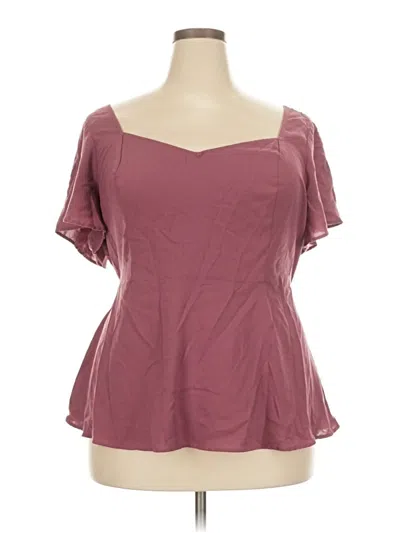 Pre-owned Torrid Short Sleeve Blouse In Burgundy
