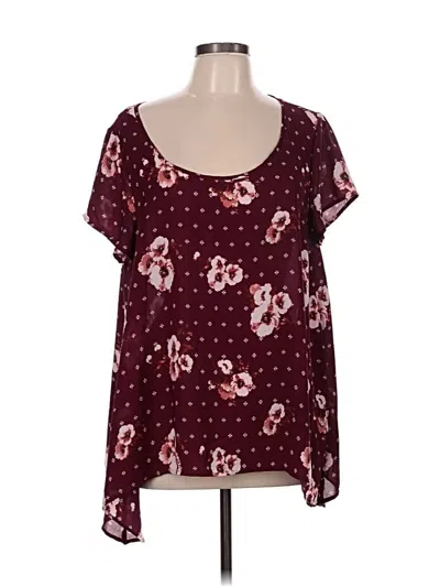 Pre-owned Torrid Short Sleeve Blouse In Burgundy