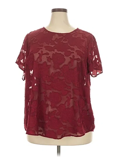 Pre-owned Torrid Short Sleeve Blouse In Burgundy