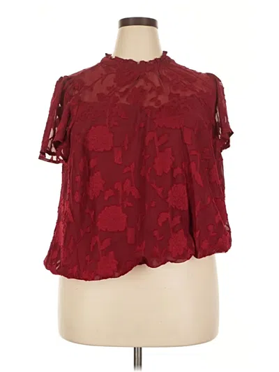 Pre-owned Torrid Short Sleeve Blouse In Burgundy