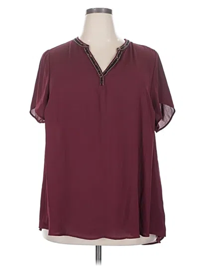Pre-owned Torrid Short Sleeve Blouse In Burgundy