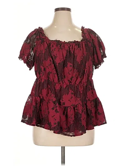 Pre-owned Torrid Short Sleeve Blouse In Burgundy