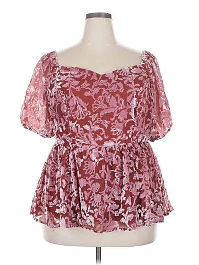 Pre-owned Torrid Short Sleeve Blouse In Burgundy