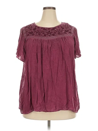 Pre-owned Torrid Short Sleeve Blouse In Burgundy