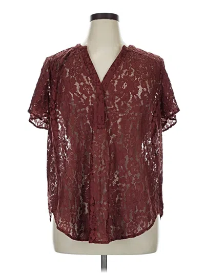 Pre-owned Torrid Short Sleeve Blouse In Burgundy