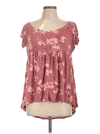Pre-owned Torrid Short Sleeve Blouse In Burgundy