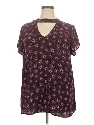 Pre-owned Torrid Short Sleeve Blouse In Burgundy