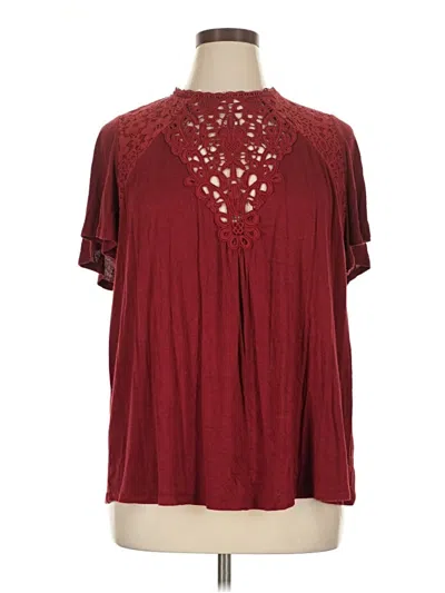 Pre-owned Torrid Short Sleeve Blouse In Burgundy