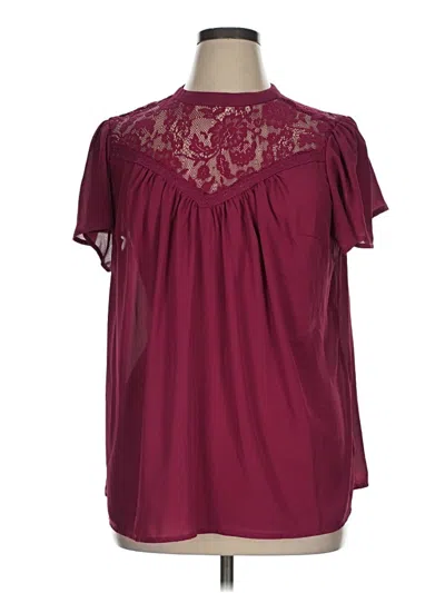 Pre-owned Torrid Short Sleeve Blouse In Burgundy