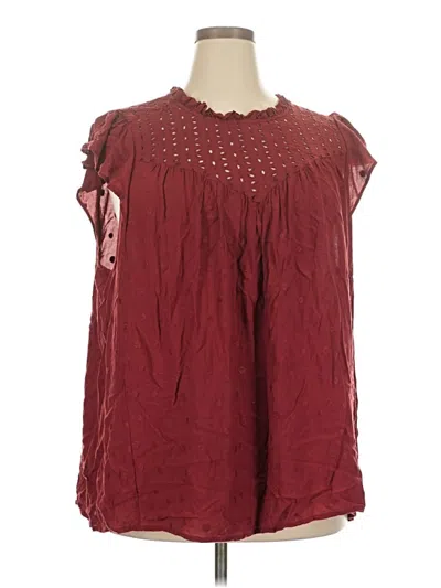Pre-owned Torrid Short Sleeve Blouse In Burgundy