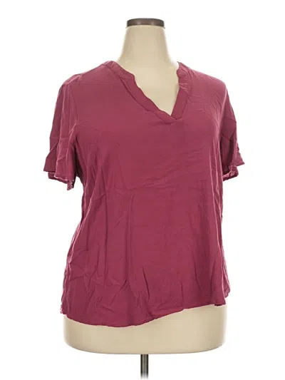 Pre-owned Torrid Short Sleeve Blouse In Burgundy
