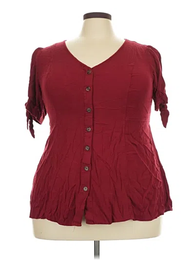 Pre-owned Torrid Short Sleeve Blouse In Burgundy