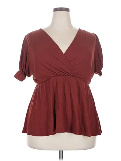 Pre-owned Torrid Short Sleeve Blouse In Burgundy