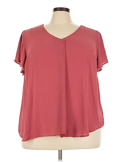 Pre-owned Torrid Short Sleeve Blouse In Burgundy