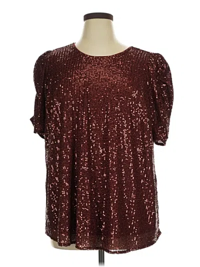Pre-owned Torrid Short Sleeve Blouse In Burgundy
