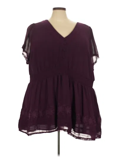 Pre-owned Torrid Short Sleeve Blouse In Burgundy