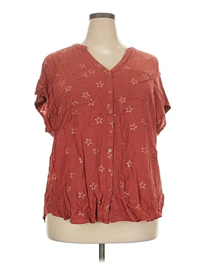 Pre-owned Torrid Short Sleeve Blouse In Burgundy
