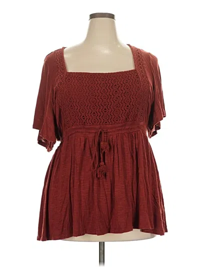 Pre-owned Torrid Short Sleeve Blouse In Burgundy