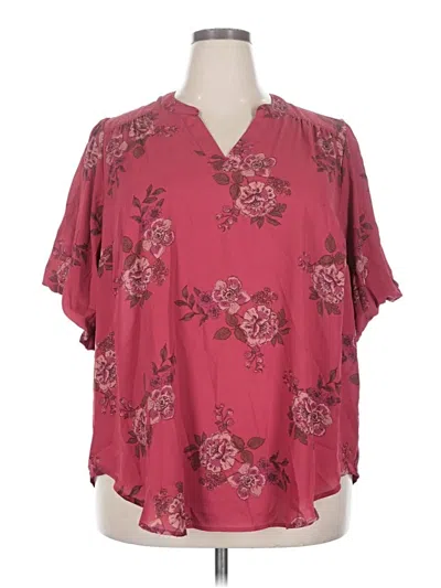 Pre-owned Torrid Short Sleeve Blouse In Burgundy