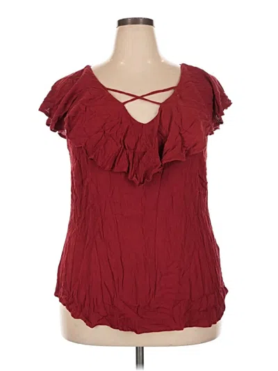 Pre-owned Torrid Short Sleeve Blouse In Burgundy