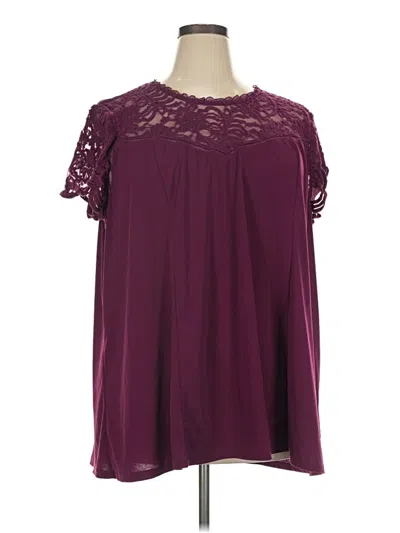 Pre-owned Torrid Short Sleeve Blouse In Burgundy