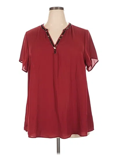 Pre-owned Torrid Short Sleeve Blouse In Burgundy