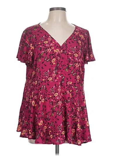 Pre-owned Torrid Short Sleeve Blouse In Burgundy