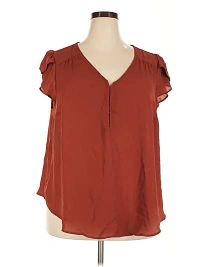 Pre-owned Torrid Short Sleeve Blouse In Burgundy