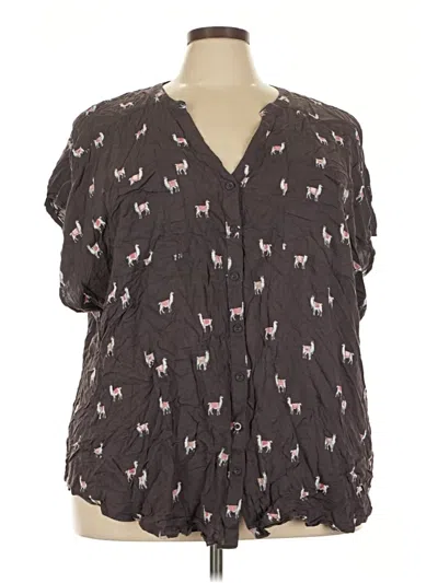 Pre-owned Torrid Short Sleeve Blouse In Gray