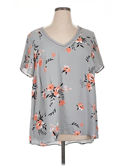 Pre-owned Torrid Short Sleeve Blouse In Gray