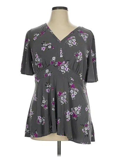Pre-owned Torrid Short Sleeve Blouse In Gray