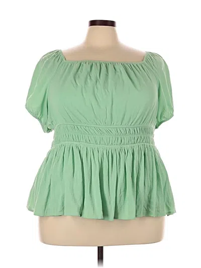 Pre-owned Torrid Short Sleeve Blouse In Green
