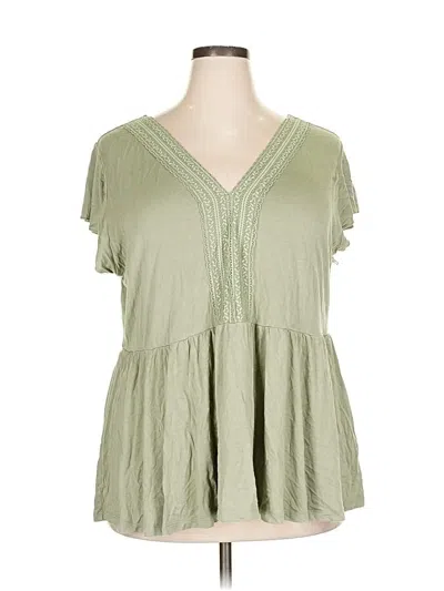 Pre-owned Torrid Short Sleeve Blouse In Green