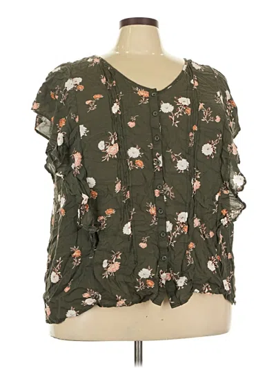 Pre-owned Torrid Short Sleeve Blouse In Green