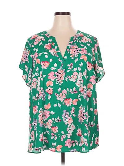 Pre-owned Torrid Short Sleeve Blouse In Green