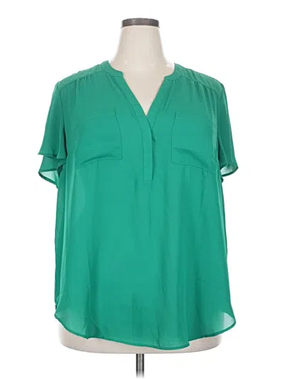 Pre-owned Torrid Short Sleeve Blouse In Green