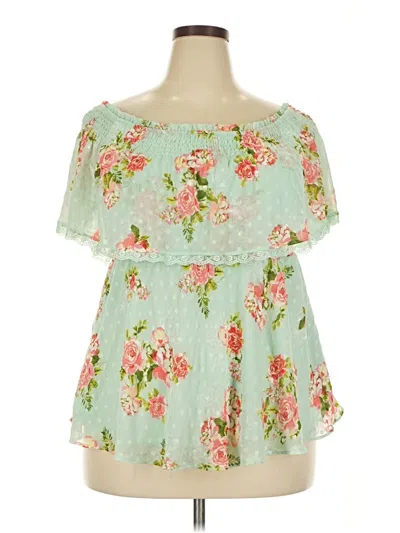 Pre-owned Torrid Short Sleeve Blouse In Green