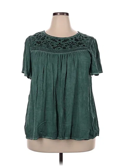 Pre-owned Torrid Short Sleeve Blouse In Green