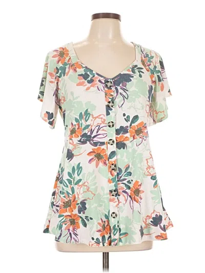 Pre-owned Torrid Short Sleeve Blouse In Green