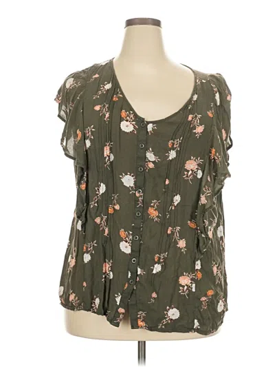 Pre-owned Torrid Short Sleeve Blouse In Green