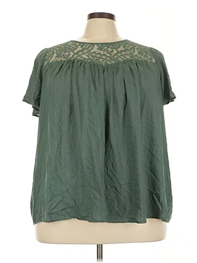 Pre-owned Torrid Short Sleeve Blouse In Green