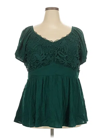 Pre-owned Torrid Short Sleeve Blouse In Green