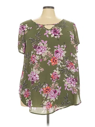 Pre-owned Torrid Short Sleeve Blouse In Green