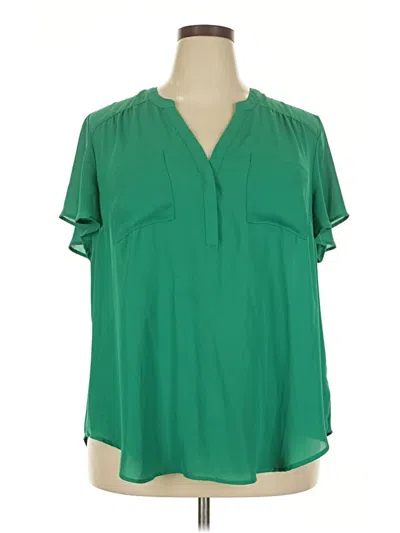 Pre-owned Torrid Short Sleeve Blouse In Green