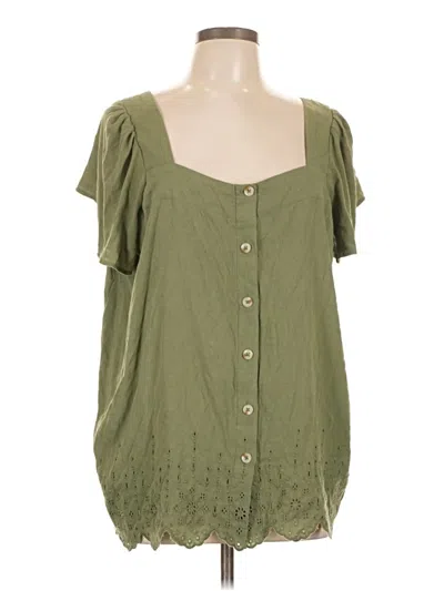 Pre-owned Torrid Short Sleeve Blouse In Green