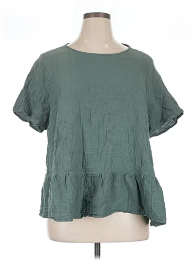 Pre-owned Torrid Short Sleeve Blouse In Green