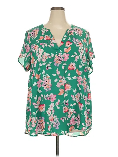 Pre-owned Torrid Short Sleeve Blouse In Green