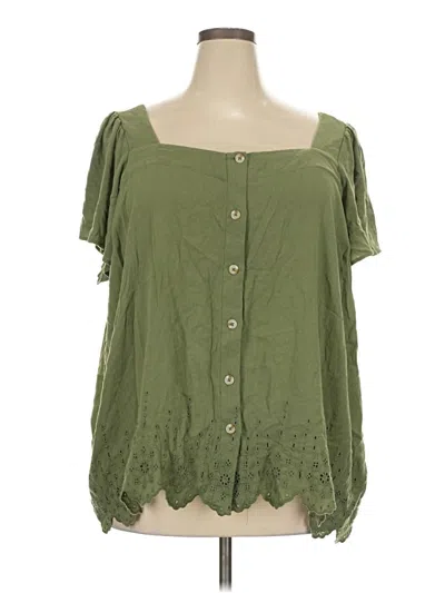 Pre-owned Torrid Short Sleeve Blouse In Green